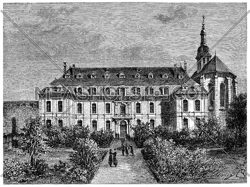 College of Saint Acheul, vintage engraved illustration. History of France â 1885.
