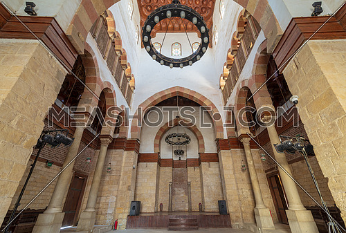 Main hall of Beshtak Palace (Qasr Bashtak), a Mamluk era ancient historic palace, located in an area called Bayn al-Qasrayn (between the two palaces) in Muizz Street