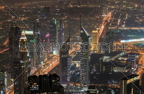 Dubai Emirates towers by night timelapse