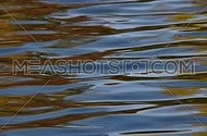 Colorful yellow, red, orange and blue ripples and waves running on water surface, moving flow background, Full HD 1080, close up