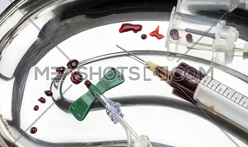 blood samples at a hospital table, conceptual image
