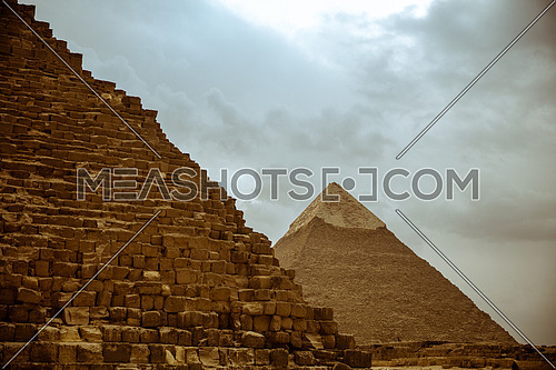 The View of the Giza Pyramids in Egypt.