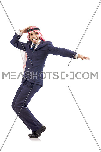 Arab man dancing from joy