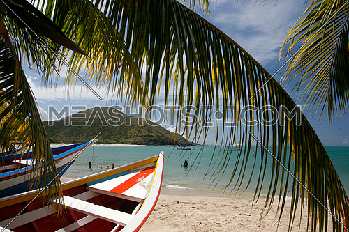 the beach Playa Pedro Gonzalez in the town of Pedro Gonzalaz on the Isla Margarita in the caribbean sea of Venezuela.