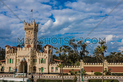 Long shot for Montazah Palace Gate at Alexandria at Day