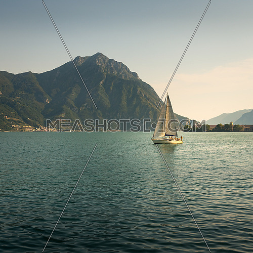 In the picture a view of Lake Iseo from the city of Lovere, on the side of a sailboat.