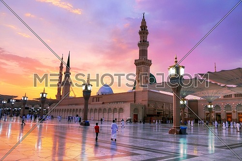 Panorama Shot for Al Masjid an Nabawi Mosque in Saudi Arabia by dusk