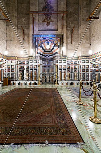 Interior of the tomb of the Reza Shah of Iran, Al Rifaii Mosque (Royal Mosque), located in front the Cairo Citadel, constructed between 1869 and 1912, Cairo, Egypt