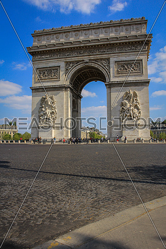 Arch de triumph in Paris with blue sky and some clouds