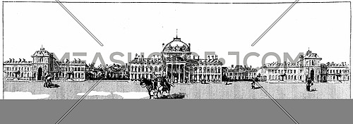 The palace of the Military Academy, vintage engraved illustration. Paris - Auguste VITU â 1890.