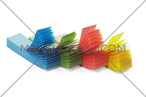 assorted colour memo stickers isolated on white background
