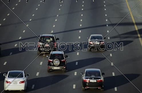 cars driving in lanes on shekh zayed road dubai uae