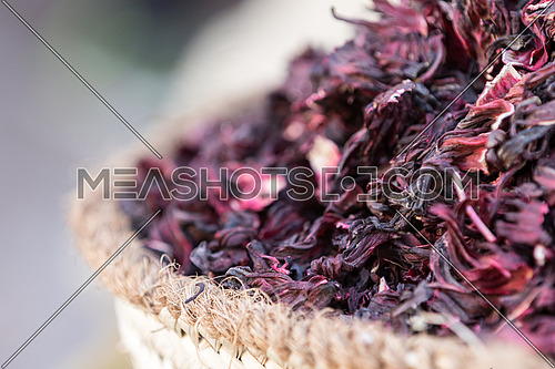 Dried hibiscus flower in the market