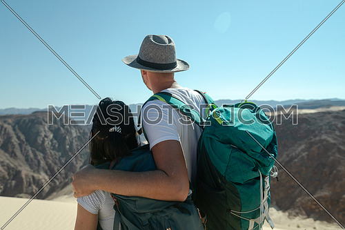 Couple exploring Sinai Mountain from Ain Hodouda at day