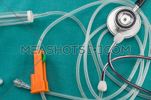 Drip Irrigation Equipment For Injecting Together With A Stethoscope, Conceptual image