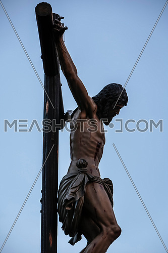 Figure of Jesus on the cross carved in wood by the sculptor Alvarez Duarte, Holy Christ of the Estudiantes, Linares, Jaen province, Spain