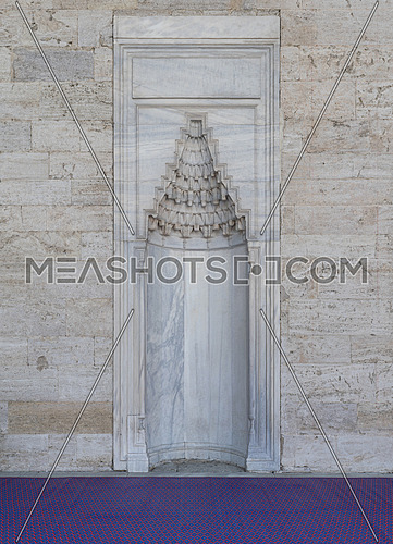 Marble wall with embedded niche in the exterior wall of Sultan Ahmet Mosque, Istanbul, Turkey
