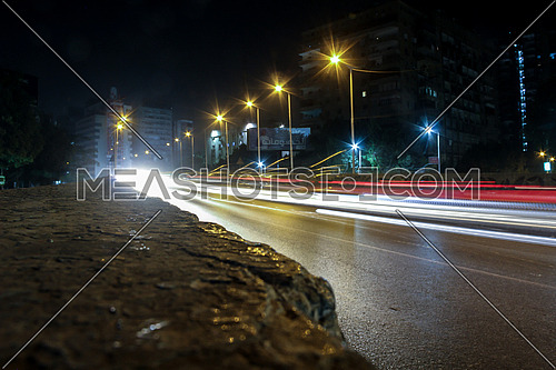 Long fot for Traffic with long exposer effect at Al dokki Bridge at night