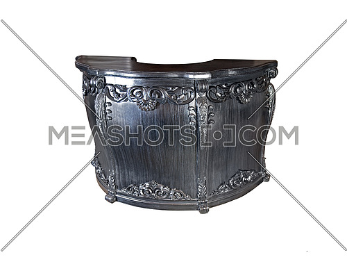 black finely carved black wood desk isolated on white