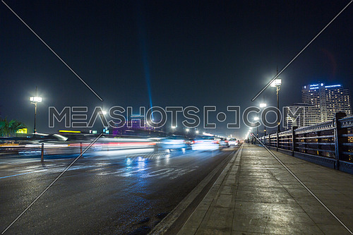 Low angel Shot for Qasr Al Nile Bridge at Night