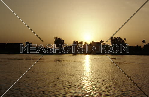 Follow shot on river nile at sunset