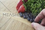 Close up views of healthy organic produce in a kitchen