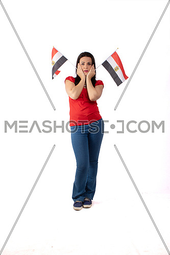 Egyptian female fan with Egyptian flag