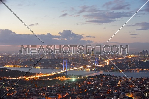 Istanbul Turkey Bosporus Bridge on sunset