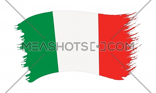 Vector illustration of brushstroke painted national flag of Italy isolated on white background