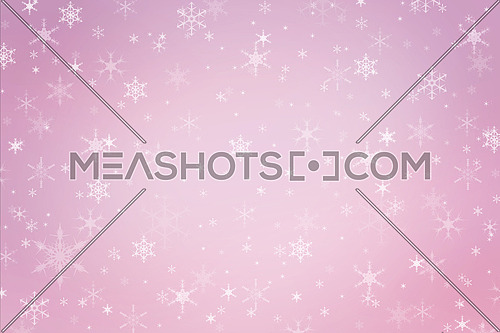 Abstract pastel soft pink Christmas holiday winter background of falling snow bokeh and snowflakes