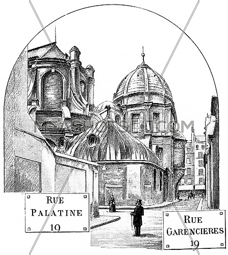 Apse of Saint-Sulpice, vintage engraved illustration. Paris - Auguste VITU â 1890.