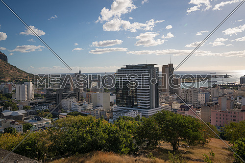 Aerial panorama of Port Louis, Capital Mauritius.