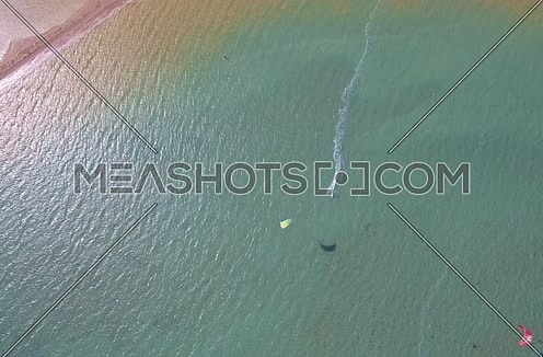 Drone shot flying over  Al Gouna beach for Kite Surfing area  at Day 