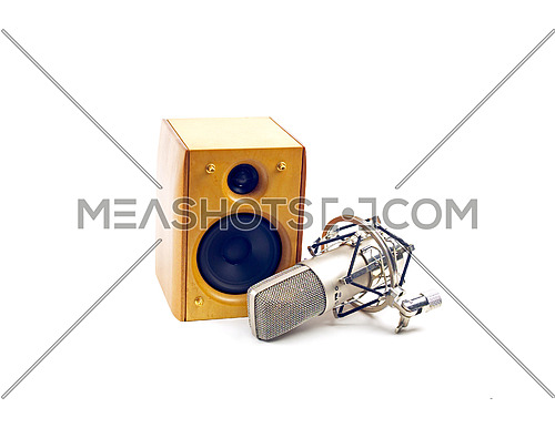 speaker and microphone on white background