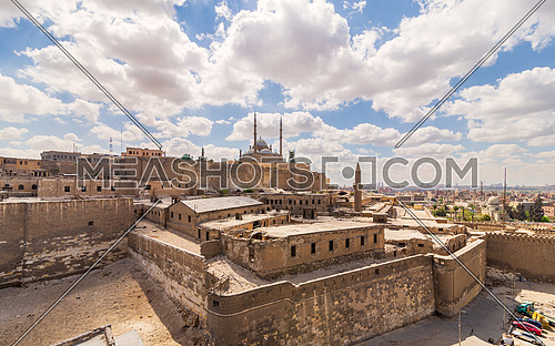 Day shot of Great Mosque of Muhammad Ali Pasha - Alabaster Mosque - located in the Citadel of Cairo in Egypt, commissioned by Muhammad Ali Pasha, one of the landmarks and tourist attractions of Cairo