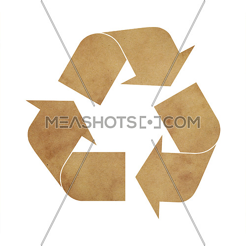 Illustration of recycling symbol of brown paper parchment isolated on white background
