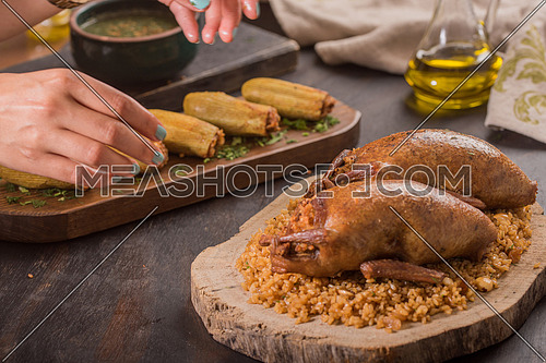 Oriental Roasted Hamam Meal with Mahshy and stuffed food