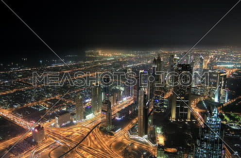Dubai Downtown area at night