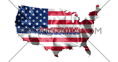 United States of America Map With American Flag Isolated On White Background 3D illustration