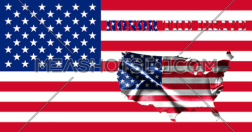 Memorial Day United States of America .Flag With Map of America and Text Remembrance of American War Heroes 3D illustration