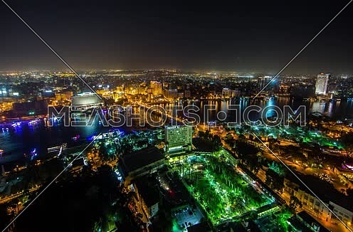 Wide timelapse overview of Cairo from Cairo Tower at night