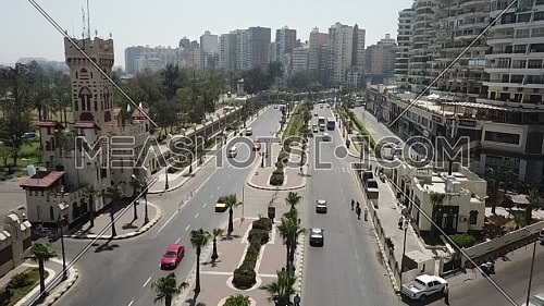 Ariel Shot flying over Montazah Palace Gate at Alexandria at Day