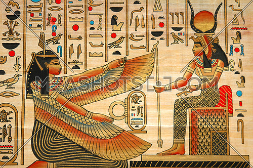 Papyrus with elements of egyptian ancient history