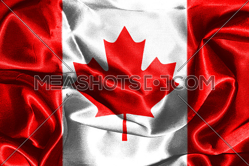 Canadian National Flag With Maple Leaf On It in Red And White Colors