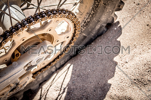 close up shot of a Dirt Bike tyre on the Track