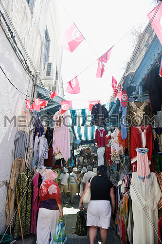 Tunisian street market tourist area