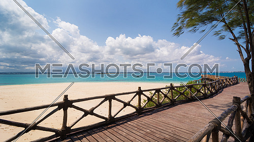 In the picture the beautiful wooden bridge leading to the beach on the island of slaves, Zanzibar Republic of Tanzania