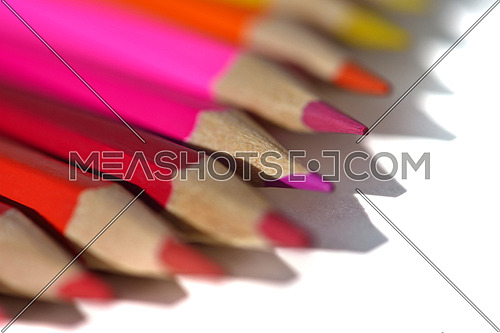 children education concept with colorful wooden pen isolated on white background