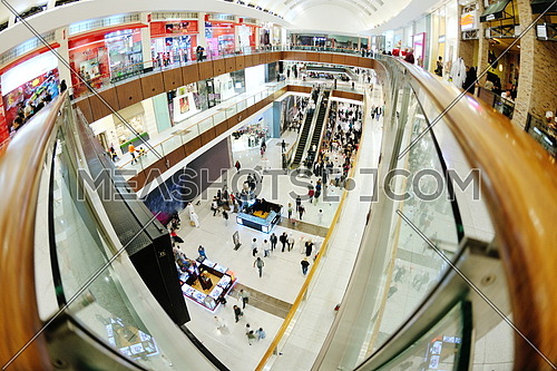 crowd shopper people in Interior of a modern shopping mall center