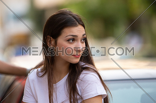 Egyptian female portrait outdoor with long hair